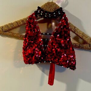 Red and black custom dance costume